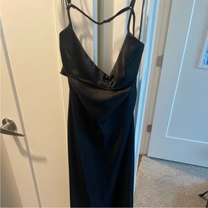 ZARA BLACK SATIN EFFECT SILK DRESS